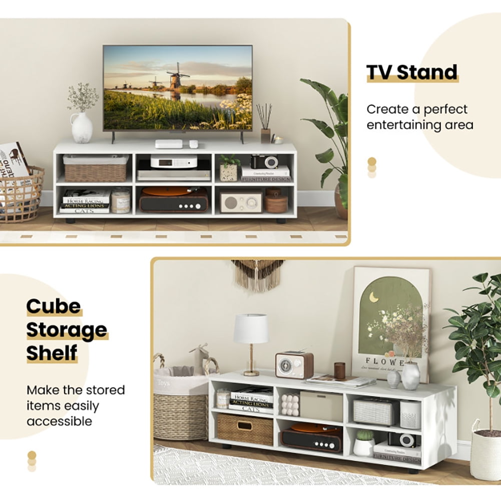 Spaco Modern Entertainment Center TV Stand for TVs up to 50 Inch, TV Stand for Indoor as Home, White