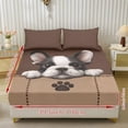 thumbnail image 2 of Xoenoiee Boston Terrier Dog Paw Print Fitted Sheet and Pillowcase Set, 3-Piece Deep Pocket, Stretchy Sheet Set with Elastic Band, Non-Slip Snug Fit, Lightweight Breathable Bed Sheets, Full Size, 2 of 7