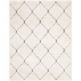 thumbnail image 1 of Unique Loom Rabat Shag Lattice Design Rug 8' x 10' Rectangle Ivory/Gray, 1 of 1
