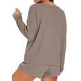 thumbnail image 3 of Waffle Knit Breathable Women's Pajama Sets, Lounge Sets for Women, Camel, 3 of 5