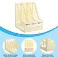 thumbnail image 3 of Unique Bargains Magazine File Holder, PS Plastic Vertical 3 Compartment Desktop Book Storage Rack Organizer, White, 3 of 4