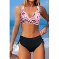 thumbnail image 2 of HSHDLDF High Waisted Bikini Twist Front Tie Back 2 Piece Swimsuit Solid Color, 2 of 6