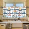 thumbnail image 2 of Yayeee Kitchen Curtains Tier Set of 2 Light Filtering 57"x24" Over Sink Window Panels, White Hand Drawn Sailboats, 2 of 7