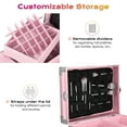 thumbnail image 5 of Byootique Nail Desk Mobile Station Rolling Makeup Train Case Manicure Table with Telescopic Handle, Pink, 5 of 11