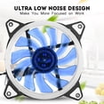 thumbnail image 4 of Ultra Silencioso 3Pin 4Pin Pc Cpu Case Cooler Ventilador De Refrigeración 2 Anillos Led (Azul) 12Cm 120Mm matsuzay EL006912-00, 4 of 6