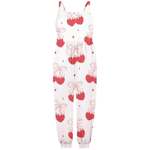 Baby Girl Romper Toddler Kids Girl Summer Casual Bow Tie Prints Jumpsuit Breathable Sleeveless Romper Barboteuse Bebe Fille Pink 7 Years-8 Years