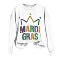thumbnail image 4 of Baberdicy Mardi Gras Sweatshirt, Women Mardi Gras Long Sleeve Sweatshirt Casual Cute Shirts, Women's Letter Printed Crewneck Top White Polyester, 4 of 4