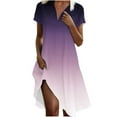 thumbnail image 1 of Liquidation d'Été 2025! Robe Grande Taille pour Femmes, Liquidation d'Été pour Femmes, Mode Femmes Robe Dégradée Col en V Manches Courtes Ample et Confortable, 1 of 5