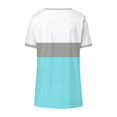 thumbnail image 5 of Fanxing Womens V Neck Tshirts Oversized Summer Tops Trendy Color Block Short Sleeve Tee Shirts Patchwork Graphic Tees Light Blue,XXL, 5 of 6
