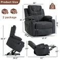 thumbnail image 5 of Lift Recliner Chair, LEGAHOME Electric Power Lift Recliner for Elderly with Heat Therapy and Massage, Oversized Velvet Recliner Chair with 23" Wide Seat, Cup Holders, Gray, 5 of 9