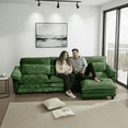 thumbnail image 3 of Howcool 113" Modular Sectional Sofa , 3 Seater L-Shaped Cloud Couch with Movable Ottoman, USB Charging Ports & Side Pockets, Sectional couchs for Living Room,Chenille Fabric,Green, 3 of 7