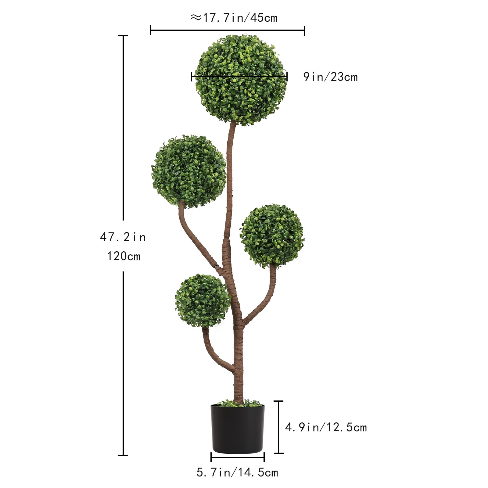 4ft Spiral Topiary Trees Artificial Outdoor Set of 2, 47.2 inch Faux Boxwood Plants Outside - All-Year Green Fake Twisted Tree for Garden Front Porch Planter Decor 4 Foot