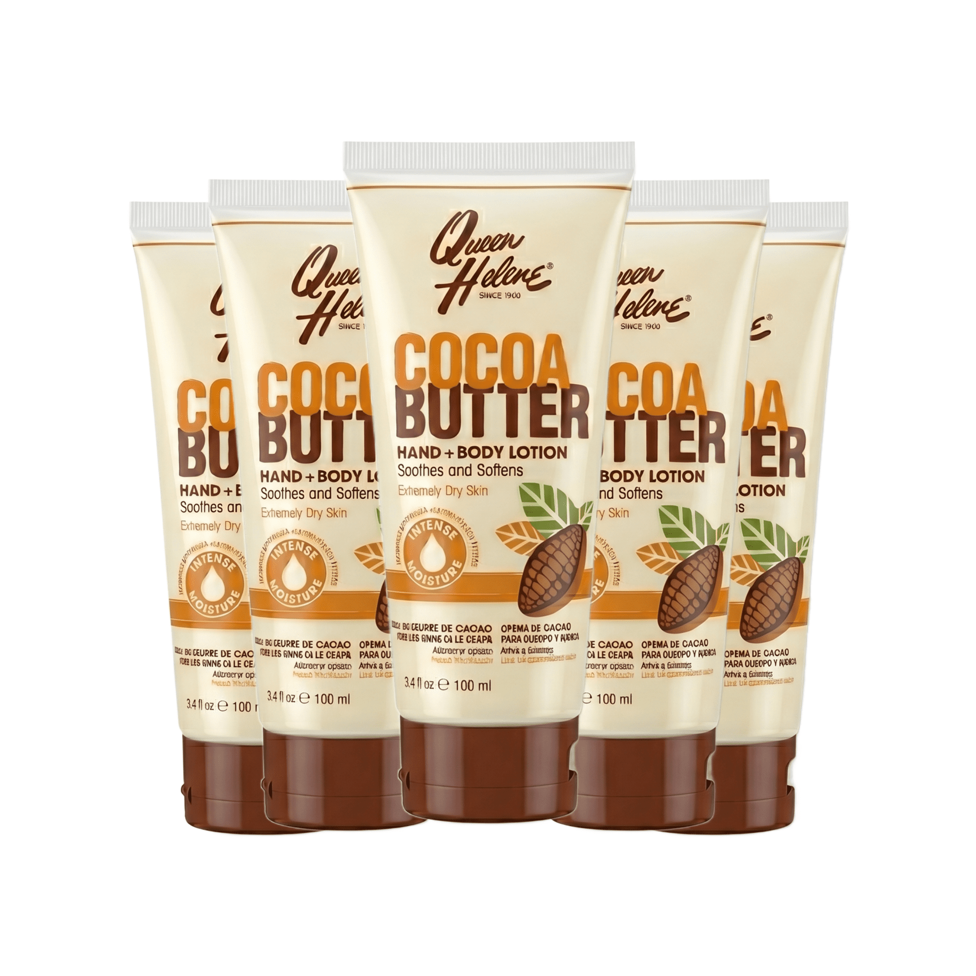 Queen Helene Cocoa Butter Lotion Travel Size – 3.4 oz, Moisturizing Body Lotion with Vitamin E 5 Pack
