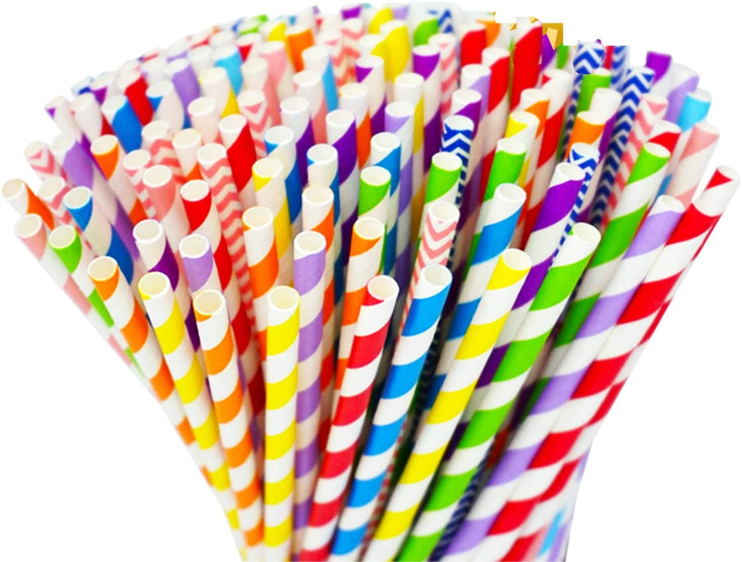Tough Paper Multicolour Stylish Stripy 50s Diner Striped Colour Drinking Straws 