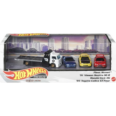 Hot Wheels Premium Collect Display Sets with 3 1:64 Scale Die-Cast Cars & 1 Team Transport Vehicle, Collectors’ Favorites