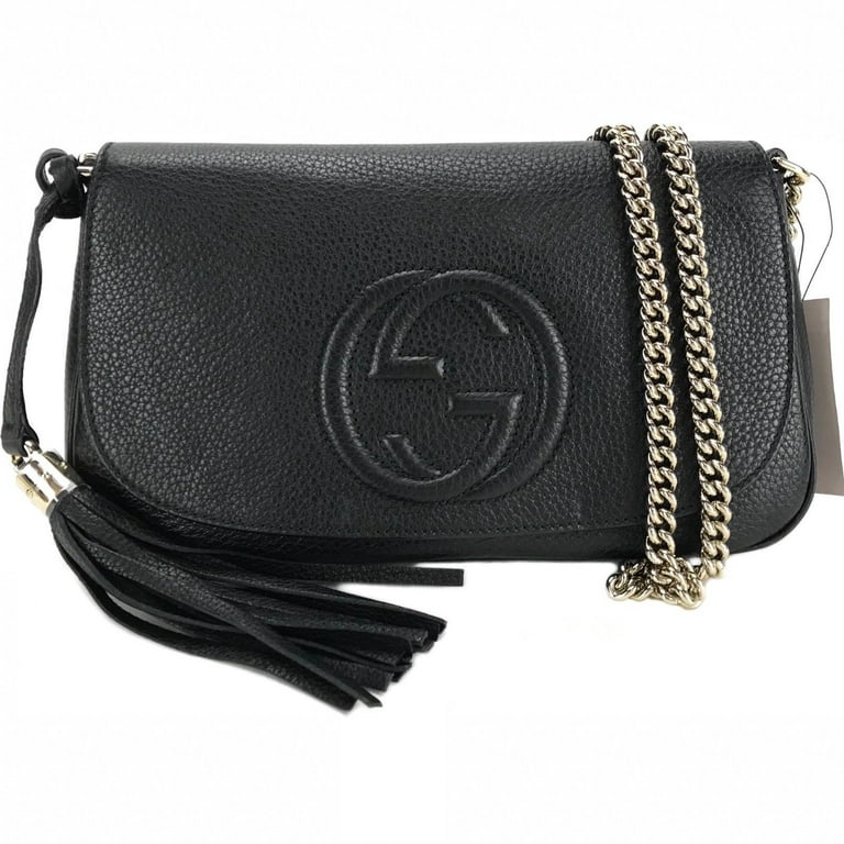 Gucci Soho Disco GG Black Tassel Chain Crossbody Bag 536224 Walmart.com