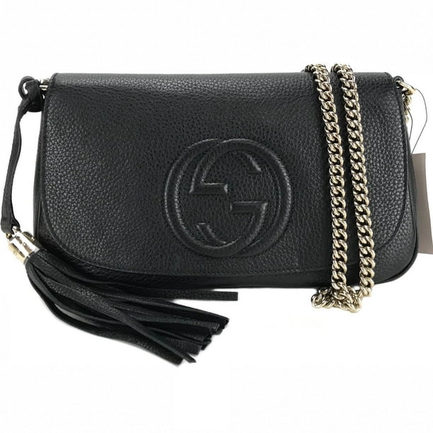 Gucci Soho GG Black Tassel Chain Crossbody Bag 536224 - Walmart.com