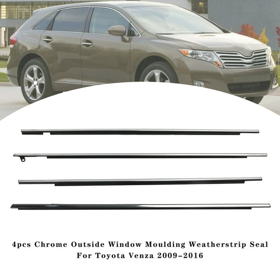 4pcs Chrome Outside Window Moulding Weatherstrip Seal For Toyota Venza 2009-2016