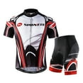 thumbnail image 1 of Sponeed Maillot de Cyclisme pour Homme à Manches Courtes Tenue de Vélo VTT Évacuation de l'Humidité Réfléchissant Ensembles Rouge TG, 1 of 5