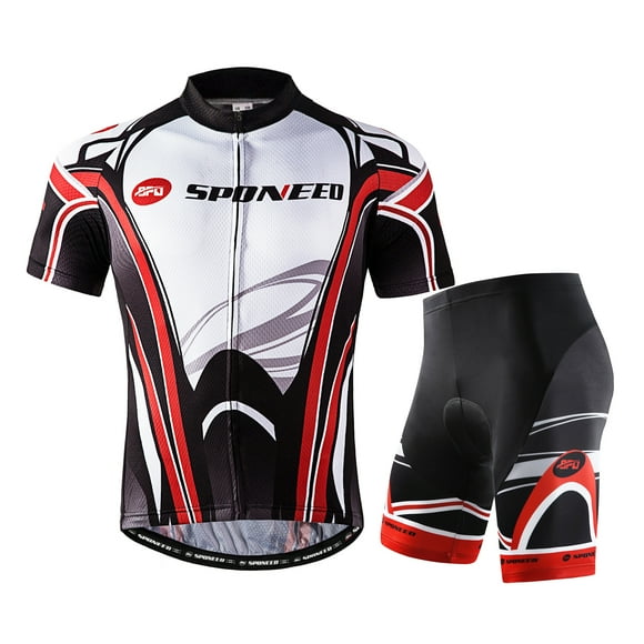 Sponeed Mens Cycling Jersey Short Sleeves Biking Outfit MTB Bike Moisture-Wicking Reflective Suits Red XL