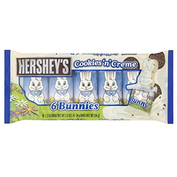 Hersheys Cookies N Crème Candy Bar, Easter Bunny Shape, 6 Piece (Pack
