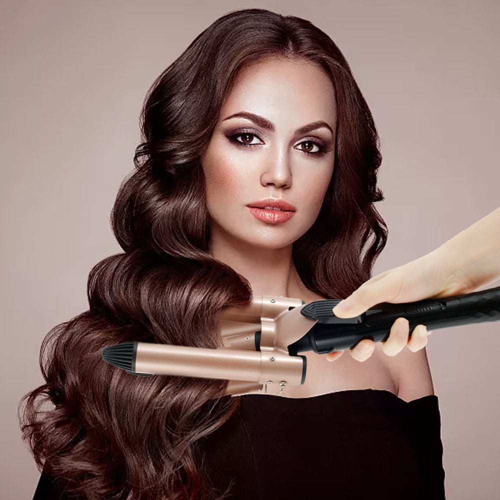 Triple Barrel Ceramic Hair Crimper Iron Curler Salon Styler