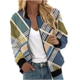 thumbnail image 2 of Feancey Womens Fall Jackets Trendy Print Lightweight Bomber Jacket for Women Long Sleeve Zip up Jackets Thin Moto Outerwear with Pockets Blue S, 2 of 5