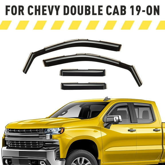 AEROGUYS Extra Durable Window Deflectors in-Channel Window Visors Rain Guards Fit for Chevrolet (Chevy) Silverado 1500 2019-2026 Double Cab, Sun Visors, Exterior Truck Accessorie - 4 pcs. AG0023
