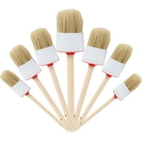 ERDOUY Natural Bristle Chalk Paint Wax Brush Wood Handle Round Paint Brushes for Paint Oil Watercolor Paints Waxing Brushes,Furniture, DIY Art Crafts(7PACK)