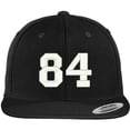 thumbnail image 1 of Trendy Apparel Shop Number 84 Collegiate Varsity Font Embroidered Flat Bill Snapback Cap, 1 of 2