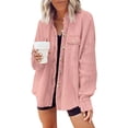 thumbnail image 5 of Womens Waffle Knit Shacket Boyfriend Shirt Jacket Button Down Blouse Loose Fit Long Sleeve Tops, 5 of 5