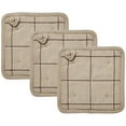 thumbnail image 4 of VHC Brands Cotton Pot Holder Set of 3, Heat Resistant, Kitchen Potholders, Connell Collection, Square 8x8, Burgundy, 4 of 5