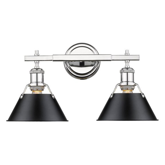Yep by Golden Lighting Orwell 2-light Vanity in Chrome and Matte Black shade