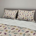 thumbnail image 2 of Nautical Comforter & Sham Bedding Set, Continuous Sea Elements Marine Motif Colorful Seashells Pattern, 3 pcs Duvet Set Microfiber Filling Quilt, 5 Sizes, Pale Eggshell and Multicolor, by Ambesonne, 2 of 4