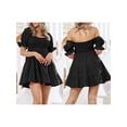 thumbnail image 3 of Aojekbee Women Summer Mini Cocktail Dress Short Puff Sleeve Off Shoulder Tiered Ruffle Dresses, 3 of 10