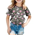 thumbnail image 5 of Staki Girls Easter Top Baby Girls Easter's Day T-Shirt Bunny Shirts Short Sleeve Tee for Toddler Girls Kids Cotton Tops 1-9Y 10-13Y(Gray,3-4 Years), 5 of 6