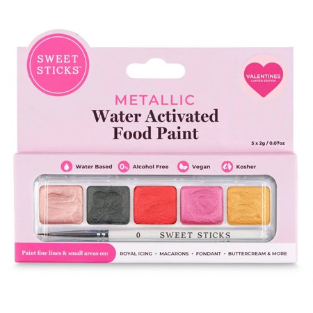 Sweet Sticks Edible Art Water-Activated Food Paint Mini Palette, Valentine's Day