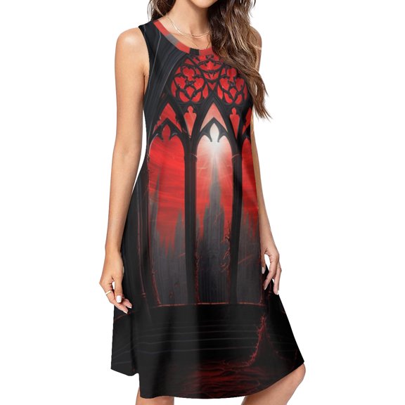 Bloody House Spring Summer Dresses for Women Fashion T-shirt Dress Casual Sleeveless Loose Sundress with Pockets