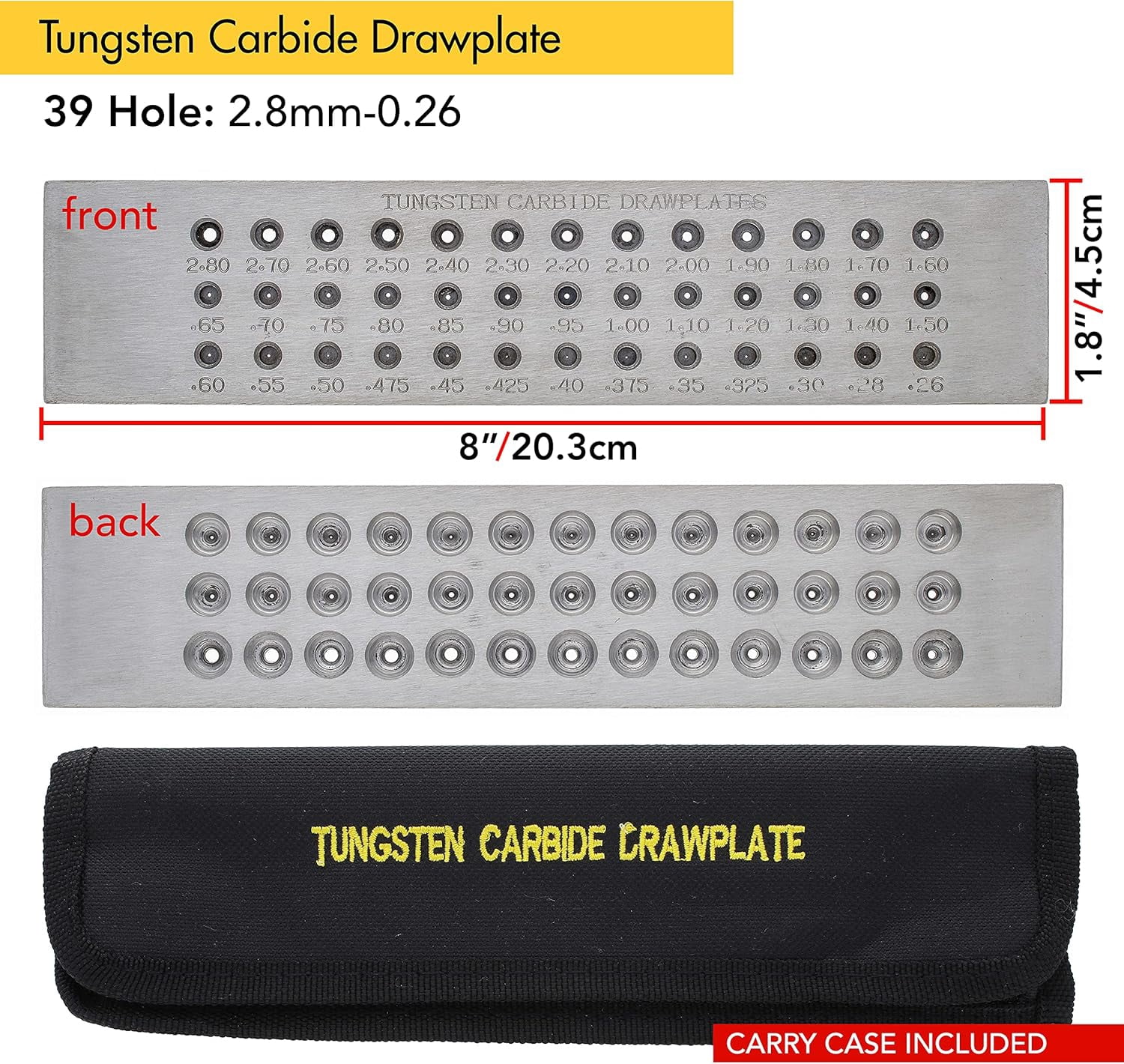 The Beadsmith Tungsten Drawplate, 39 Hole 2.8mm-0.26mm