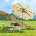 thumbnail image 2 of Yescom 9' Outdoor Solar Powered LED Umbrella 8 Rib 32 Light Patio Garden Market Umbrella with Tilt Crank UV30+ Beige, 2 of 11