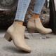 thumbnail image 4 of NECHOLOGY Botas Mujer Adulto Femenino Zapatos Botines para mujer Nuevo Liso Simple vaquero occidental botines bordados tacón grueso tacón medio corte bajo cremallera lateral botas de mujer (White, 8), 4 of 6