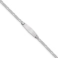 thumbnail image 4 of 14K White Gold Figaro Link Soft Diamond Shape ID Bracelet, 4 of 6