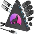 thumbnail image 2 of 7 Port USB Hub, JoyReken USB 3.0 Hub with 2 FT Long Cable, Vertical USB Exrension Hub for Laptop, MacBook, Xbox, PS4/5, Flash Drive, XPS, PC, Flash Drive, Game Console, Printer, Camera,Keyborad, Mouse, 2 of 4