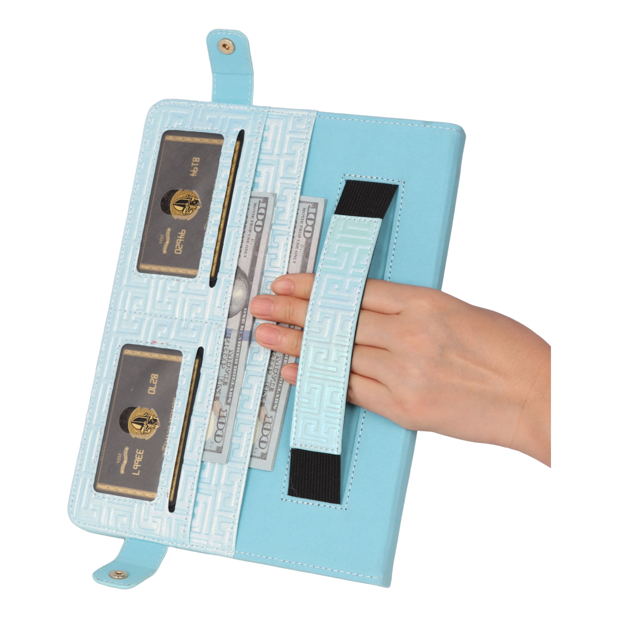 Dteck for iPad 10th Generation Case, Portfolio Case Shoulder Bag for 10.9-inch iPad 10th Gen, PU Leather Business iPad Case with Pencil Holder Envelope Pocket Hand Strap Holder,Blue