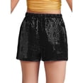 thumbnail image 4 of Mufeng Kids Girls Sequin Shorts Sparkly Hip Hop Jazz Dance Shorts Glitter High Waist Rave A Line Black 10, 4 of 7