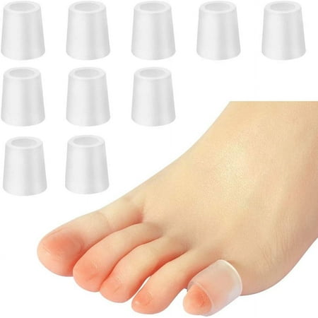 Pinky Gel Toe Protectors 10 Pcs,Silicone Small Toe Sleeves,Tubes Toe Caps,Gel Pads Great for Bunion Blisters,Breathable Toe Cushions for Rubbing,Corn,Toenails Loss,Hammer Toes