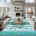 thumbnail image 3 of Turquoise Boho Area Rugs 5'x8', Washable Small Throw Rugs for Classroom Bedroom, Southwest Aztec Tropical Tree Animals Motifs Indoor Outdoor Rug Non-Slip Low Pile Carpet Runner Reversible Floor Mats, 3 of 8