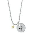 thumbnail image 1 of Delight Jewelry Goldtone Mini August - Lime Green Crystal Heart Silvertone Script Initial Disc - E - Charm Necklace, 20"+3", 1 of 4