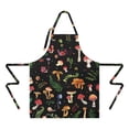 thumbnail image 2 of Colorful Mushroom Forest Black Pattern Apron-Garden Aprons for Women with Pockets-Cotton Linen Waterproof Kitchen Cooking Gardening Aprons Adjustable for Kitchen,Cooking,BBQ and Salon 33x27 Inch, 2 of 7
