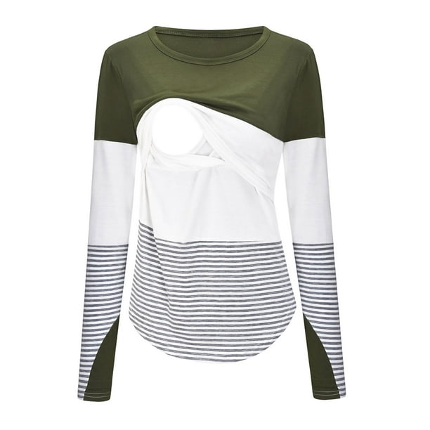 Amavo - Nursing Shirt Color Block Maternity Top For Breastfeeding Pregnancy  T-Shirt - Walmart.com - Walmart.com